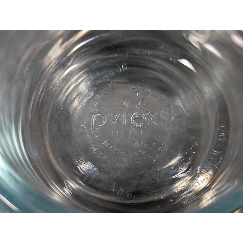 Pyrex Clear Blue Tinted Glass Nesting Mixing Bowls Set of 4 Round 7202 7201